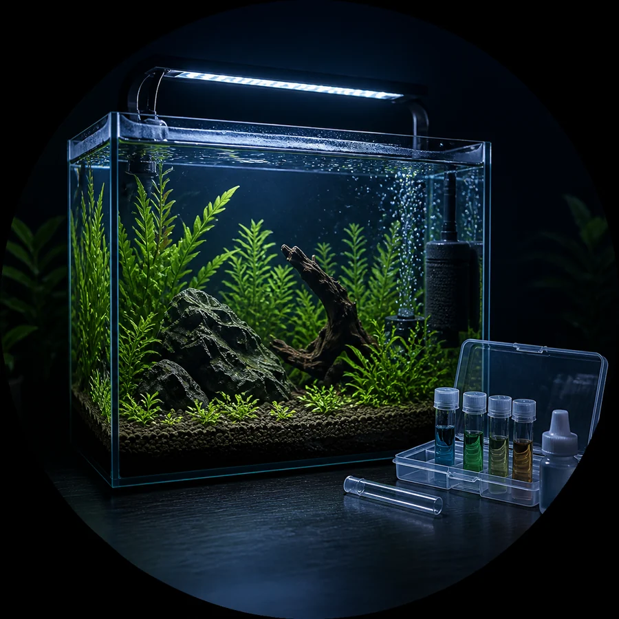 Aquarium cycling and water chemistry illustration used in the Fishician freshwater journey